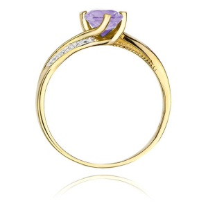 Pierścionek złoty z Tanzanitem 0,50ct i Brylantami - próby 585. W-0084TAN